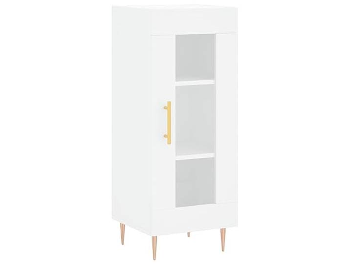Makastle Sideboard Weiß 34,5x34x90 cm aus Holzwerkstoff mit Glastür für Wohnzimmer
