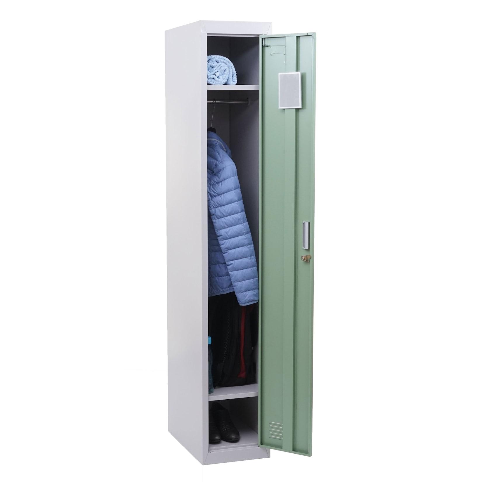 Spind Preston T163, Garderobenschrank Kleiderspind Umkleideschrank, Metall 180x30x50cm nach ASR A4.1 ~ mint-grün