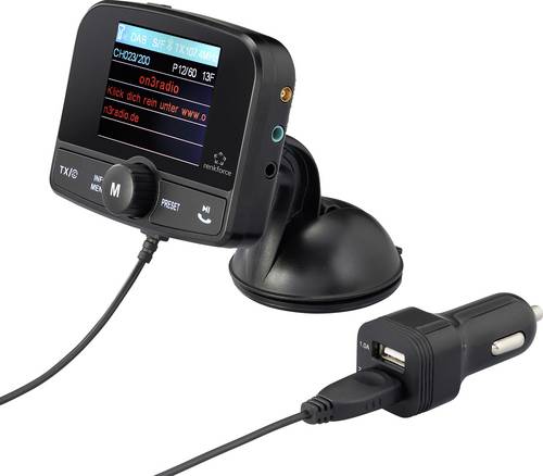 Renkforce RF-CRDAB-100 DAB+ Empfänger Saugnapfhalterung, Bluetooth Musikstreaming