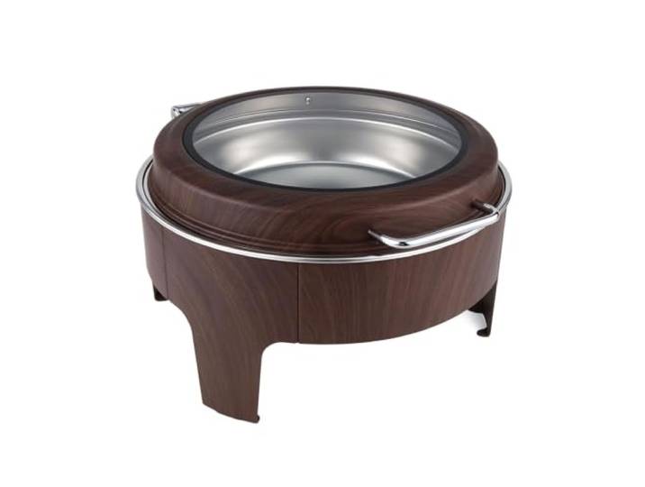 Chafing Dishes for Buffet, rundes Dish-Set aus Edelstahl Transparenter Deckel, Brennstoffbehälter und Herd(Bruin)