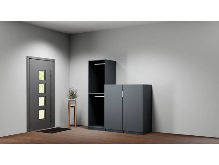 Treppenkleiderschrank nach Maß - Stufenkommode mit vielen Optionen Premium Dekore Schwarz