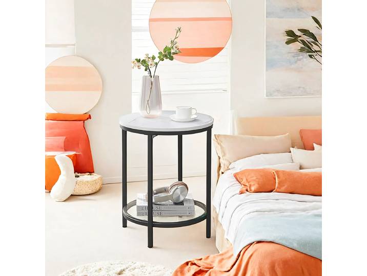 Table d’appoint Chongu 45 x 55 x 45cm Blanc/Noir