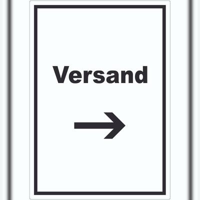 HB-Druck Versand Aufkleber mit Text und Richtungspfeil rechts Lieferung shipping hochkant A2 (420x594mm)