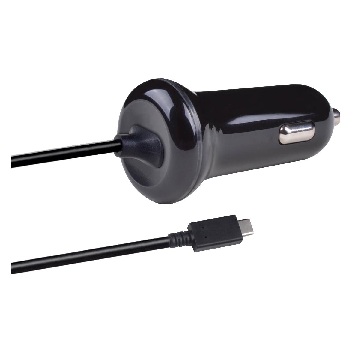 2GO Autoladegerät für USB TYP C 3A schwarz mit fixem Kabel (795730)