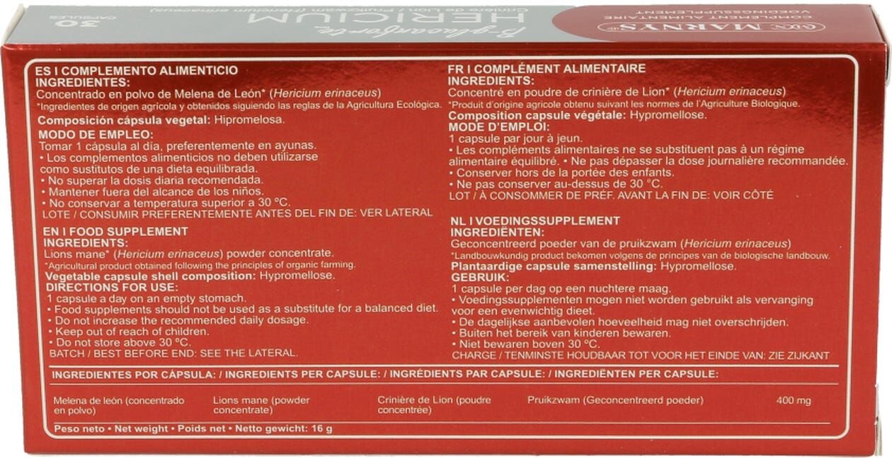 Marnys B-glucanforte Hericium BIO 30 caps