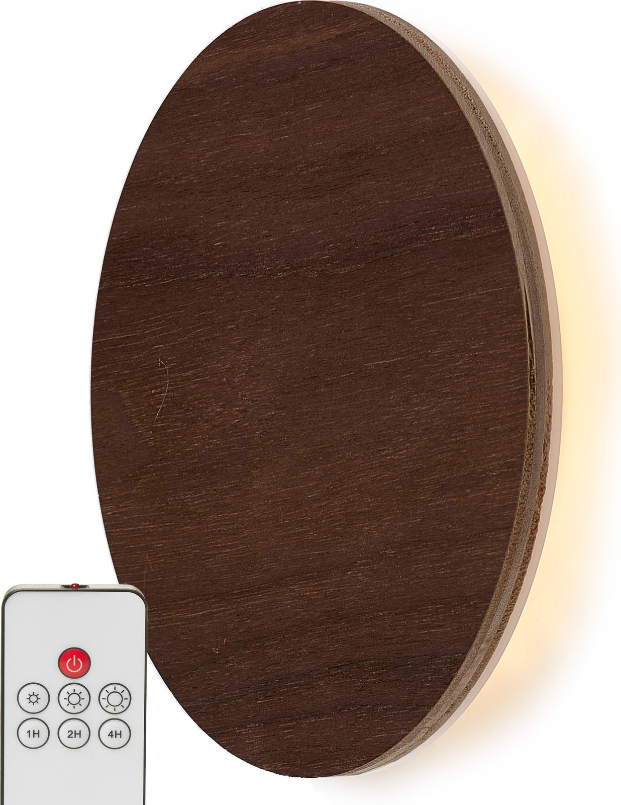 Northpoint LED Wandlamp met Walnoothout en Afstandsbediening