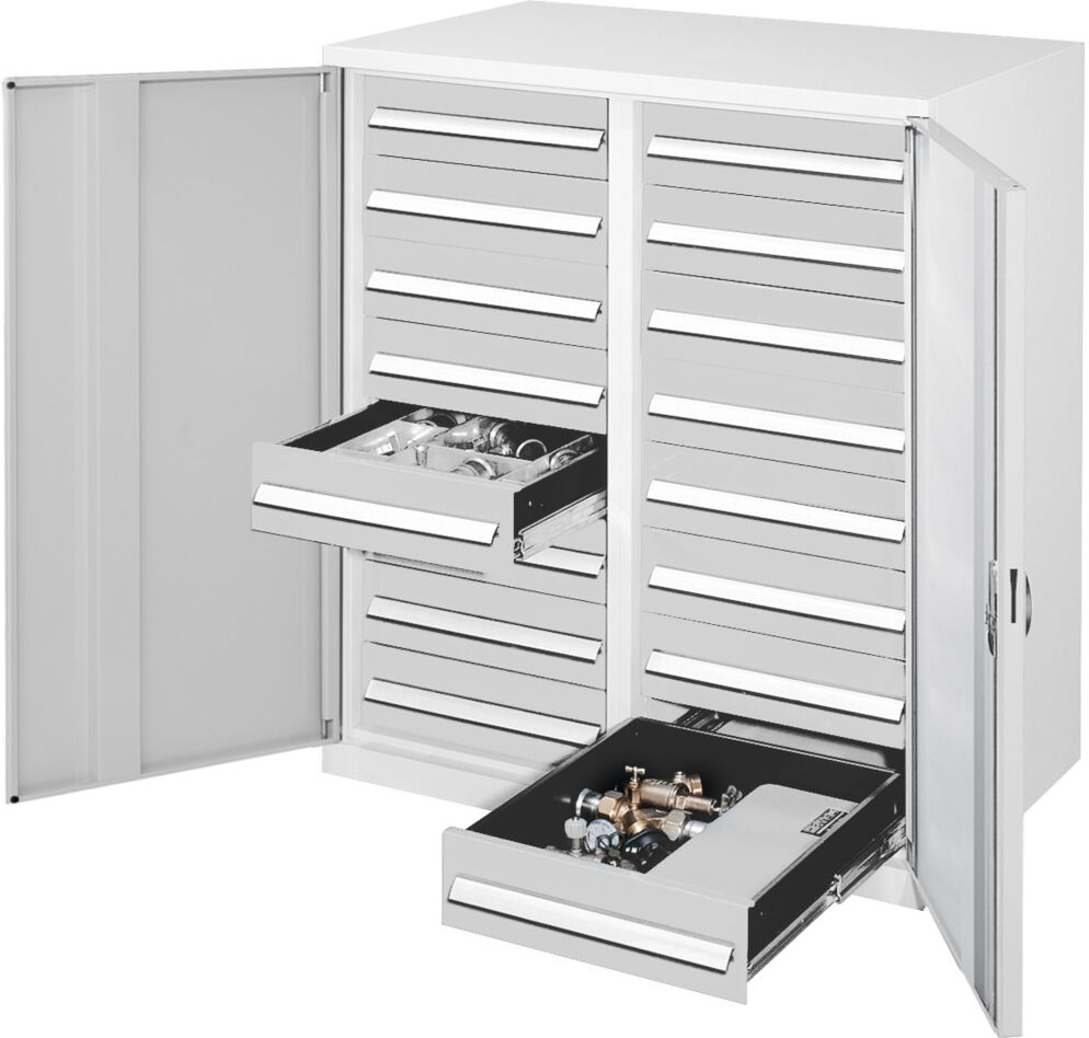 Kappes Schwerlastbeistellschrank Mod. 72 RAL 7035 Vollblechtüren mit Ausstattung (1472.03.1013)