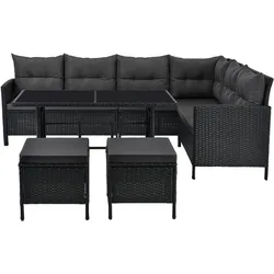 LOUNGEGARNITUR Manacor schwarz, dunkelgrau
