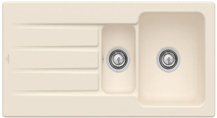 Villeroy und Boch Villeroy & Boch Architectura Einbauspüle 336501FU mit Ablaufgarnitur und Handbetätigung, Ivory