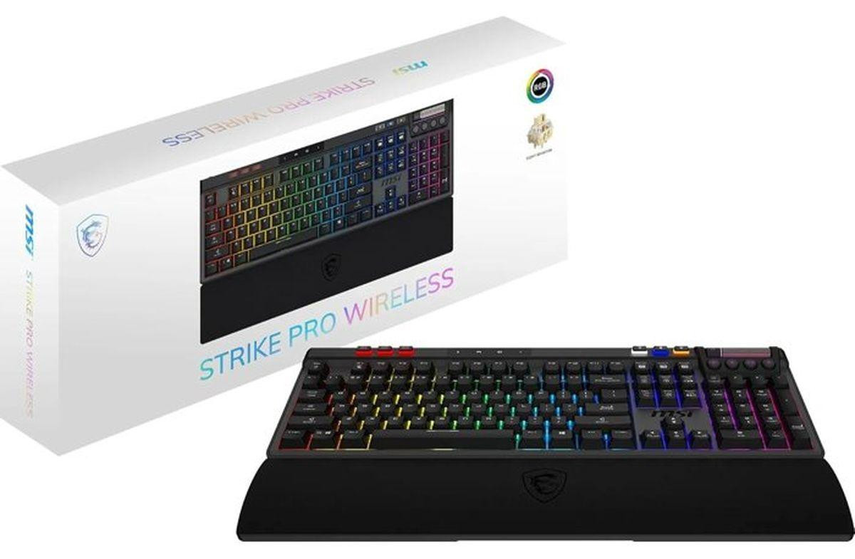 MSI STRIKE PRO Draadloos Gaming-toetsenbord met Kailh Midnight Pro stille hot-swap toetsen, RGB-verlichting en 2,4 GHz/Bluetooth/USB-C verbinding