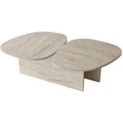 COUCHTISCH mit doppelter Platte in organischer Form 125/60/38 cm