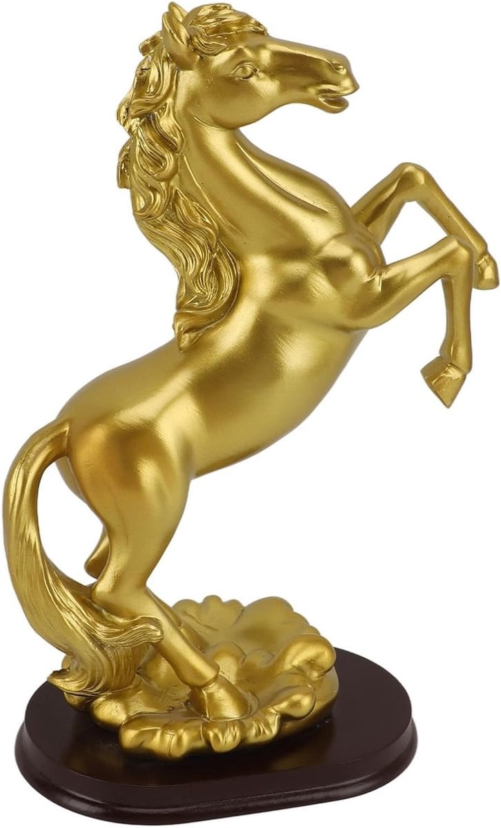 Elegante paardenbeeld van hars voor decoratie van kantoor en wijnkast