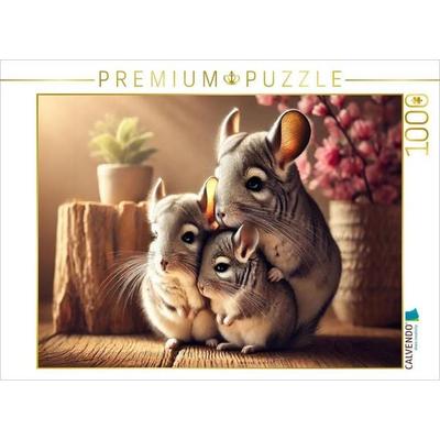 CALVENDO Puzzle Chinchilla Mutter und zwei Jungtiere | 1000 Teile Lege-Größe 64x48cm Foto-Puzzle für glückliche Stunden