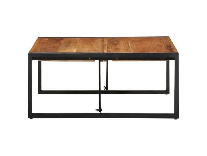 KTHLBRH Couchtisch 80 x 80 x 35 cm Massivholz Akazienholz Pulverbeschichtetes Eisen, industrieller Stil, Kapazität 75 kg, natürliche Oberfläche