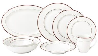 Lorren Home Trends Lorren Home 50 Piece New Bone China Dinnerware Set Service for 8-Scarlet