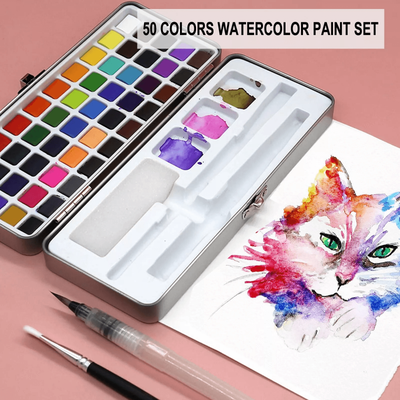 Fusion Finds Professional 50 Color Watercolor Paint Set Premium Pigments For Artists & Painting Enthusiasts Professional 50 Color Watercolor Paint Set Premium Pigments For Artists & Painting Enthusiasts