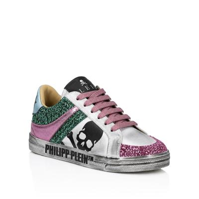 Sneaker PHILIPP PLEIN "Skull", Damen, Gr. 35, Normalschaft, bunt (0305, pink, grün), Schuhe Sneaker