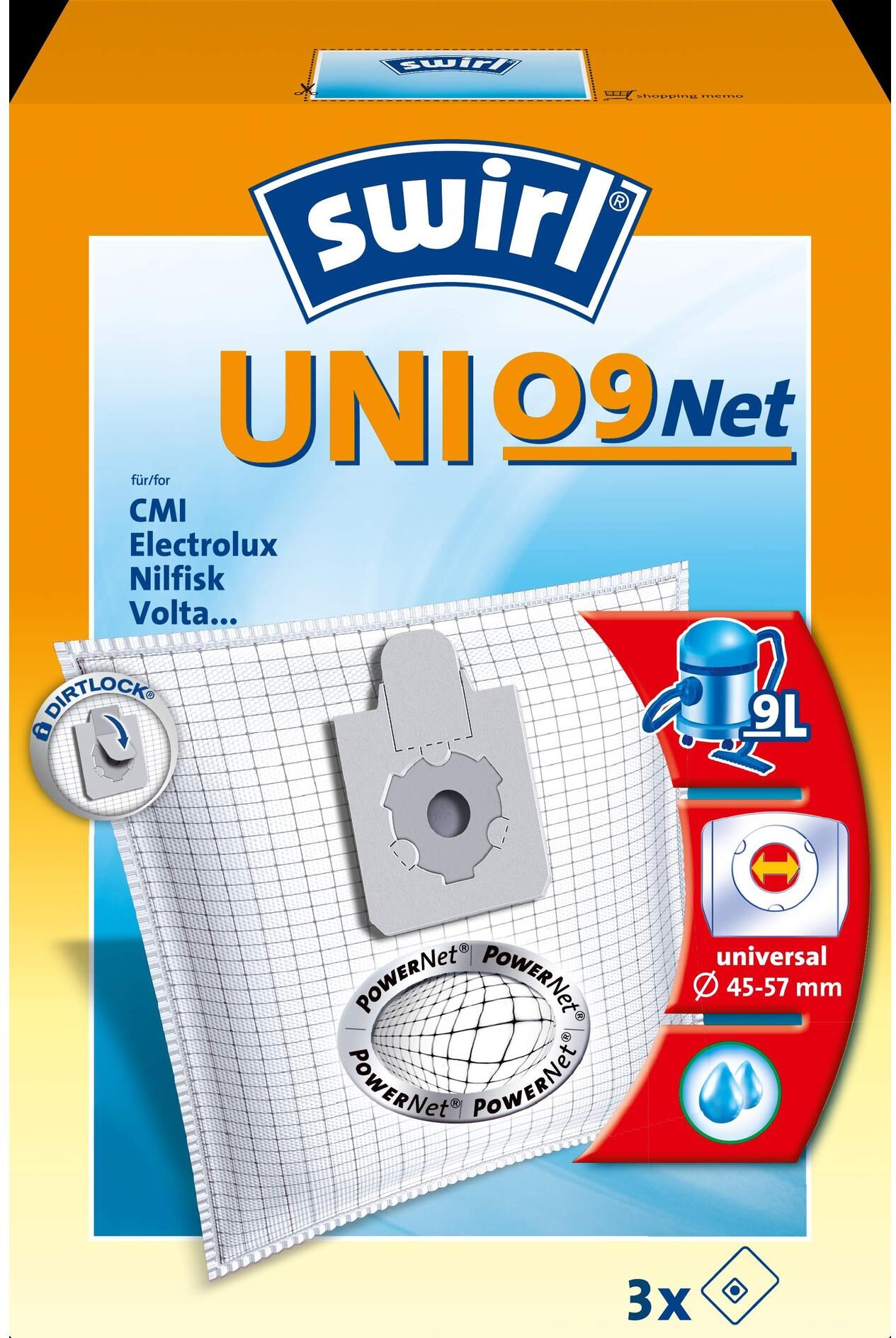SWIRL Staubsaugerbeutel "UNI09 3 Stück", grau (bunt), Staubbeutel, Staubsaugerbeutel bunt Einheitsgröße