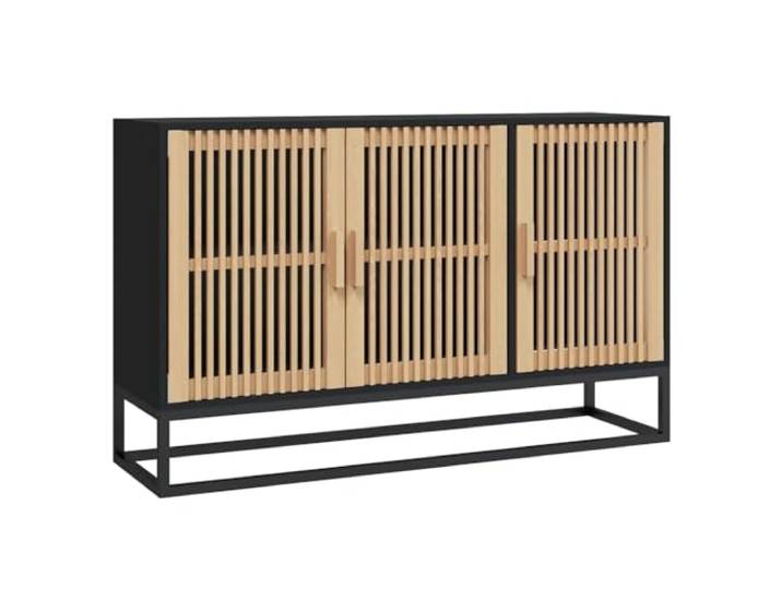 Kaorsrow Sideboard Schwarz 105x30x65 cm Kommode Holzwerkstoff Moderne Anrichte für Wohnzimmer und Schlafzimmer mit Holztüren und stabilen Eisenbeinen für viel Stauraum.