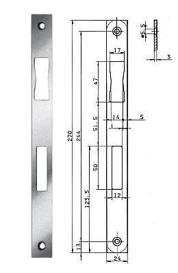 Flachschließblech BKS B 9000, kantig, Edelstahl B 9000 0402