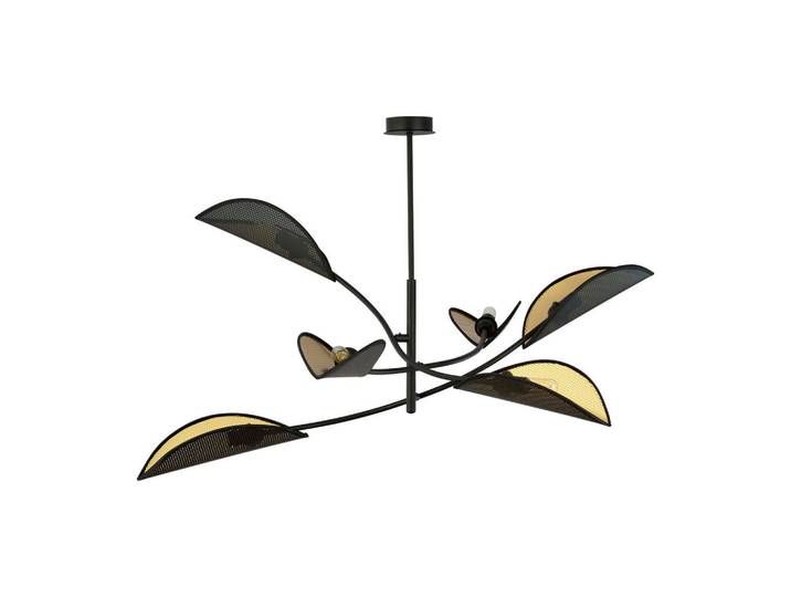 Deckenleuchte Lotus, Schwarz, Goldfarben, Metall, 105x59x105 cm, RoHS, CE, Lampen & Leuchten, Innenbeleuchtung, Deckenleuchten, Deckenleuchten