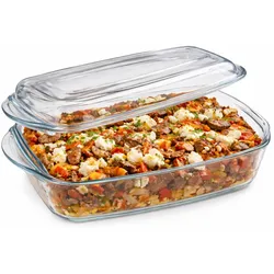 Borcam Brat- & Backform mit Deckel 1,8L Glas Auflaufform Kasserolle Ofen Gratin
