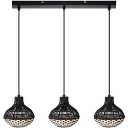 Nino Leuchten, Pendelleuchte, 30810308Pendelleuchte 'Milena' Rattan schwarznatur 3flg (E14)
