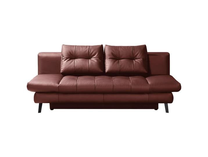 Novel Schlafsofa Liane, Bordeaux, Metall, Echtleder, Rindleder, 2-Sitzer, 209x94x94 cm, Lederauswahl, Wohnzimmer, Sofas & Couches, Sofas, Ledersofas