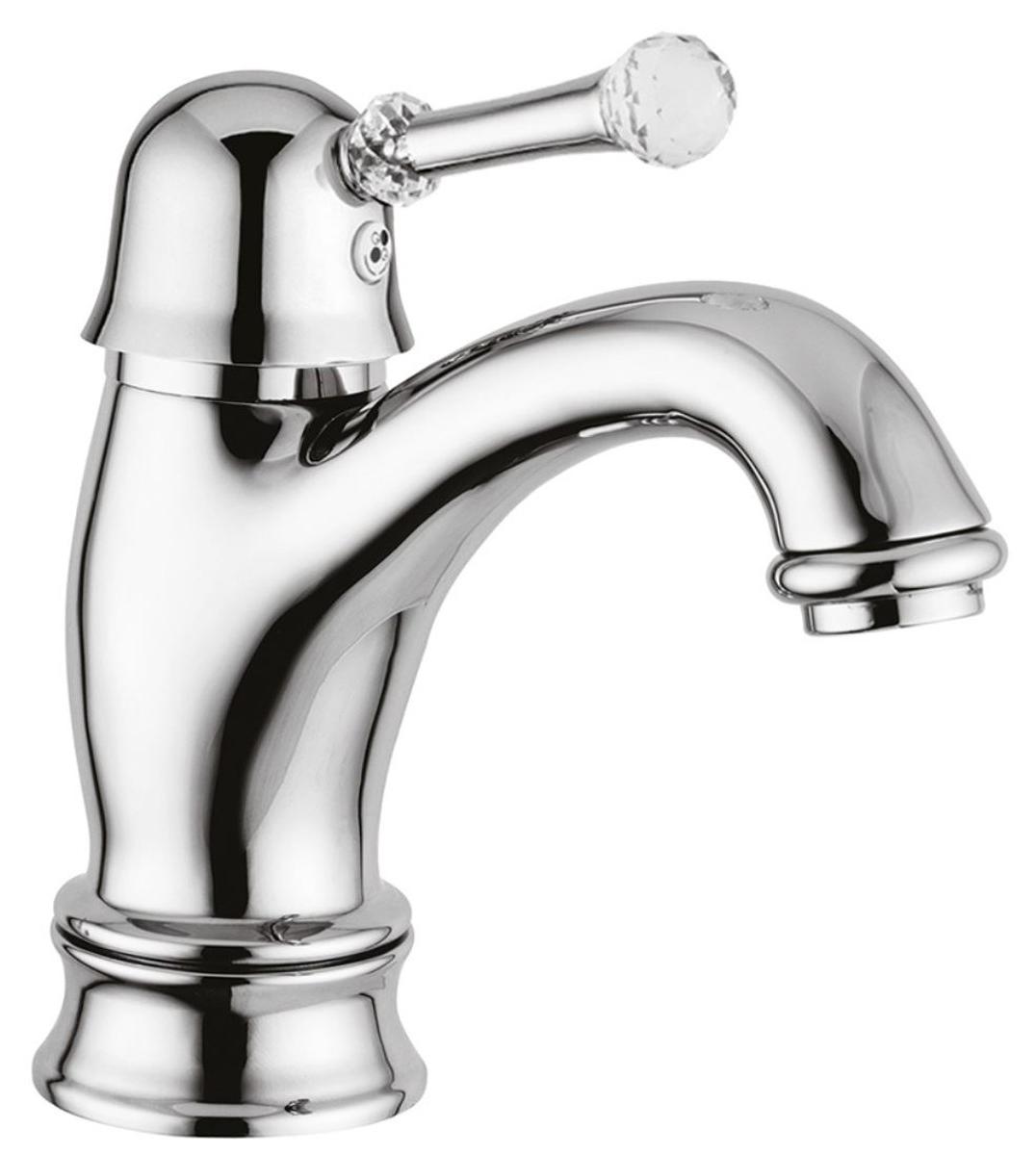Casa Padrino Luxus Waschtischarmatur mit Swarovski Kristallglas Silber 16,5 cm - Einhand Waschtischbatterie