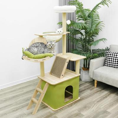 Discount Dollar Deals Green Cat Tree For Indoor Cats With Cat Condos, Scratchers, Hammock Space Capsule Green Cat Tree For Indoor Cats With Cat Condos, Scratchers, Hammock Space Capsule