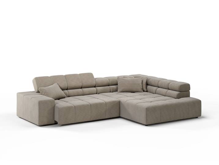 Candy Oregon Cord Ecksofa motorische Sitztiefenverstellung