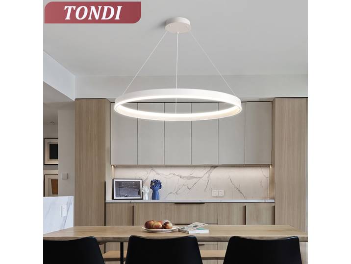 Lustre LED plafond rond moderne éclairage pour salon salle à manger chambre cuisine noir blanc maison éclairage intérieur Lustre