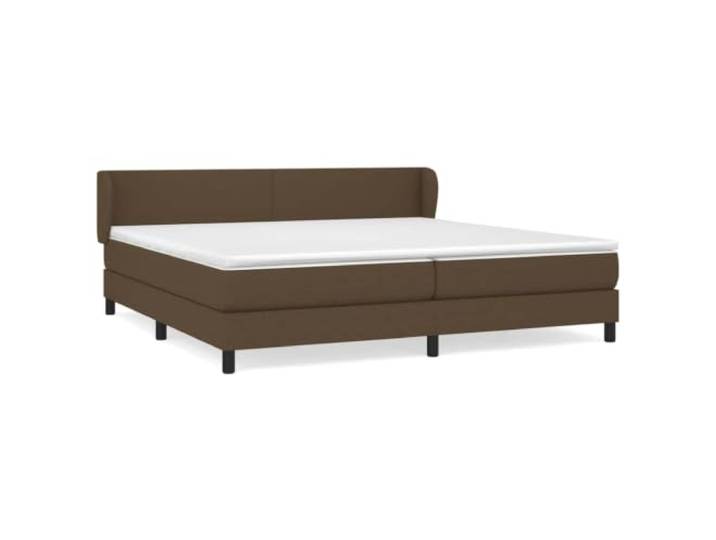 PUGYNBK Boxspringbett, 200 x 200 cm, mit Textilmatratze, Dunkelbraun Verstellbares Kopfteil, Taschenfedern, mittlere Unterstützung, atmungsaktiv, langlebig
