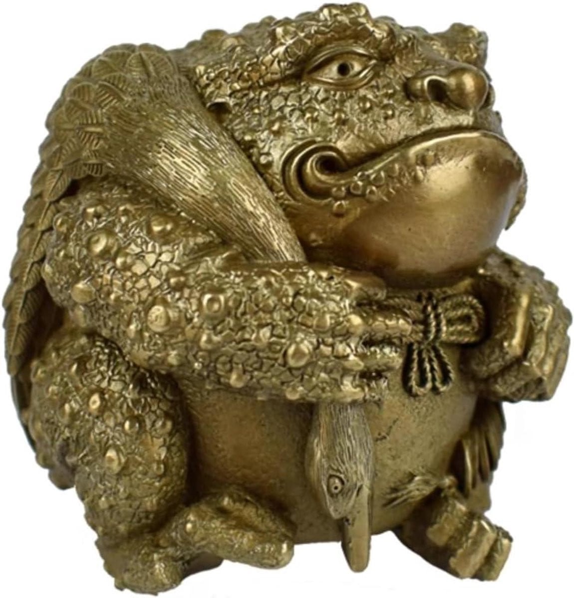 Handgemaakt Messing Kikker Beeldje - Goudkleurige Pad Decoratie - Hoogte: 6 cm