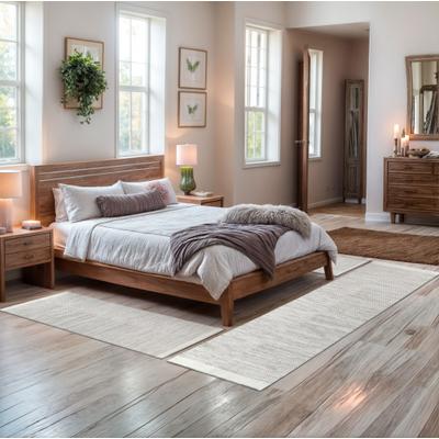 Bettumrandung OTTO HOME "Woolscape", beige (natur, grau), H:10mm, Obermaterial: 100% Wolle, Bettumrandungen, Wendeteppich, handgewebte Qualität, meliert, reine Wolle, Wohnzimmer