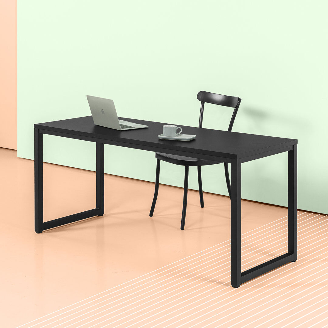 Trent Austin Design Berenice Modern Office Desk with Steel Frame & Spacious Worktop Black 73.66cm H x 167.64cm W x 60.96cm D