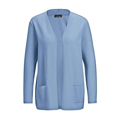 Strickjacke GOLDNER "Cardigan in langer offener Form", Damen, Gr. 46, blau, Obermaterial: 100% Kaschmir WS., figurumspielend, eng Rippe, Pullover Strickjacke, Aufwendig in Form gestrickt