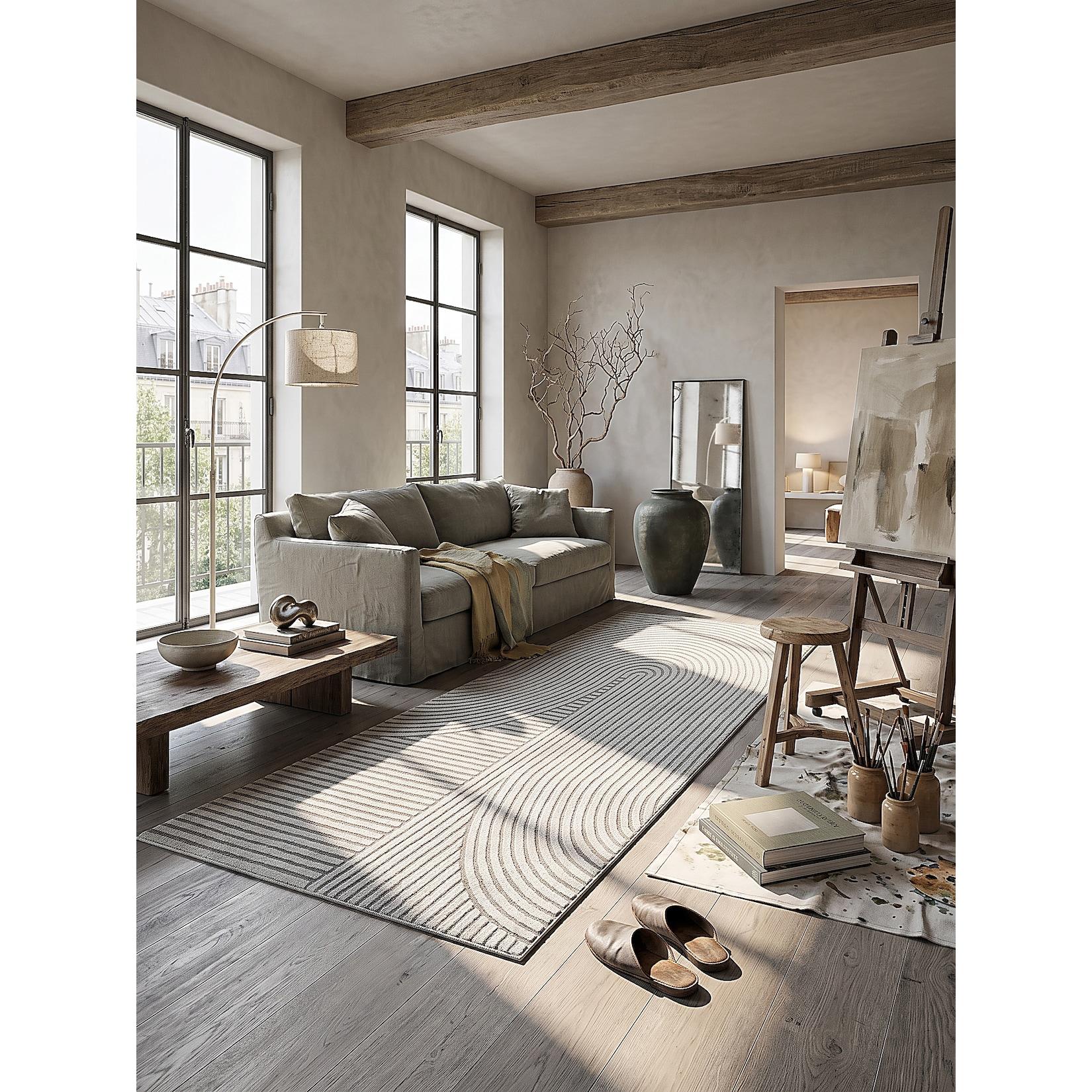 Läufer Kurzflor Grau 80x150 cm - CETINA Kadima Design