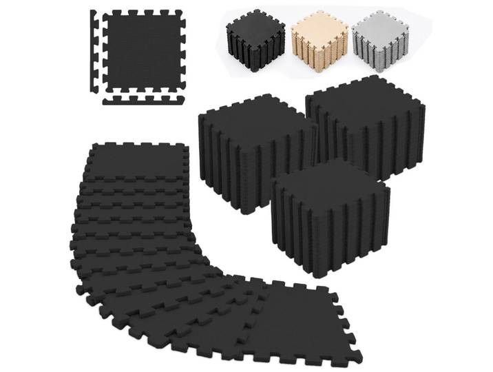 Relaxdays Bodenschutzmatte Schwarz 54er-Set 30x30 cm, Textil, 30x30 cm, Büromöbel, Bürostühle, Bürostuhl-Ersatzteile & Bodenschutzmatten