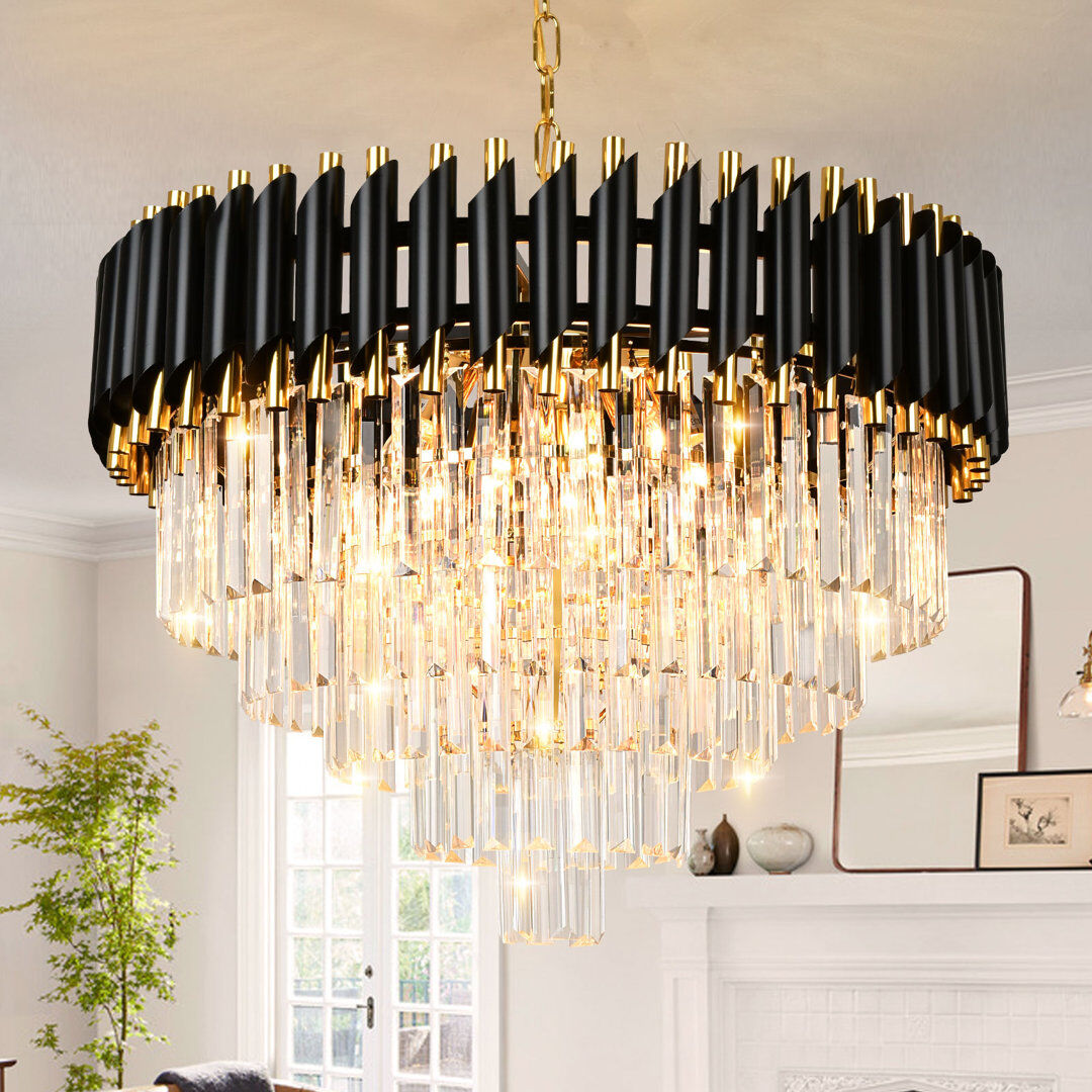Canora Grey Anjelyn Chandelier Black/Gold 40cm H x 60cm W x 60cm D