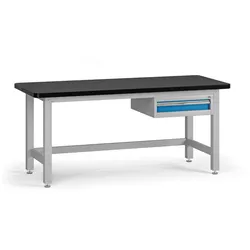 Werkbank G4 mit Container, 1800 x 750 x 800 mm, 1 Schublade, blau