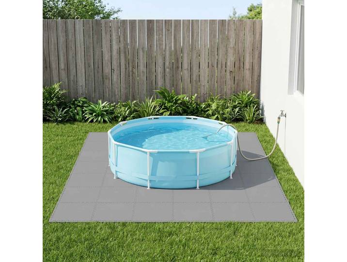 vidaXL Pool Bodenschutzmatte 12 stk. Grau 4,32 m² EVA-Schaum