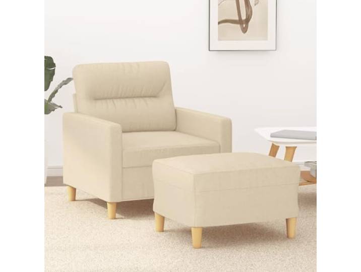 HEFZGDB Sessel mit Hocker Creme 60 cm Stoff Modernes Design Bequeme Sitzgelegenheit mit strapazierfähigem Bezug und robustem Gestell aus Sperrholz und Metall, atmungsaktiv