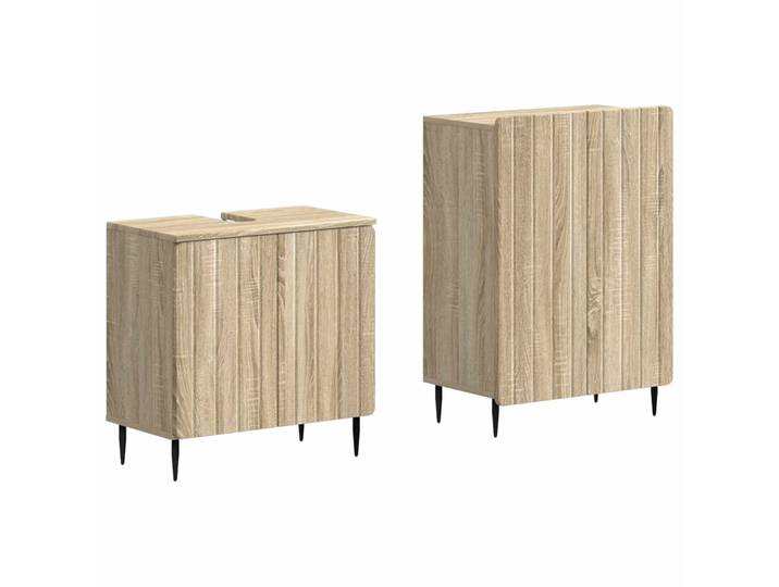Vidaxl 2 Piece Bathroom Cabinet Set Zwolle Sonoma Oak Engineered Wood