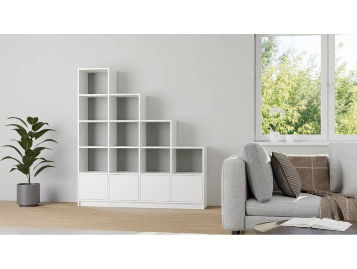 Stylishes Treppenregal MDF Beschichtet MDF Weiß matt