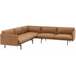 Muuto Outline Ecksofa, refine leder cognac / schwarz