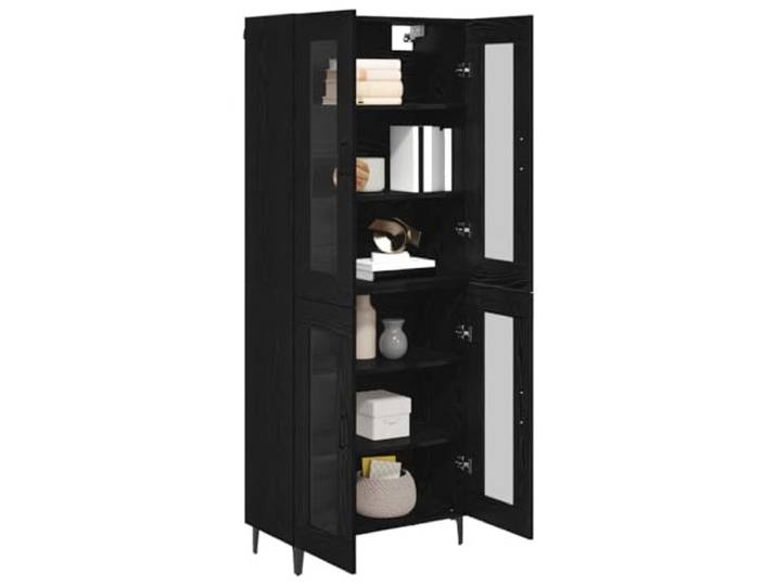 KTHLBRH Sideboard Eiche schwarz 69,5 x 34 x 180 cm Holz mehrschichtig Wandmontage, 2 Türen, minimalistisches Design, Montage erforderlich