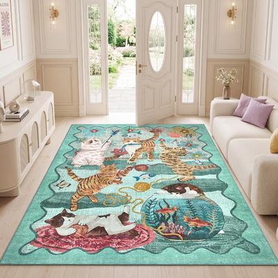 Garvee Playful Cats Area Rugs for Living Room Bedroom