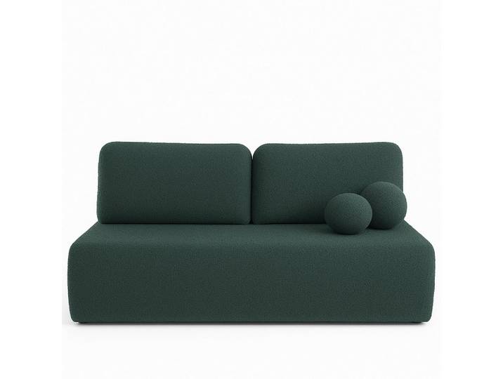 Muffo Sofa LILY, Lose Rückenkissen, dekorative kugelförmige Kissen, Schlaffunktion 130x200,Bettzeug-Container