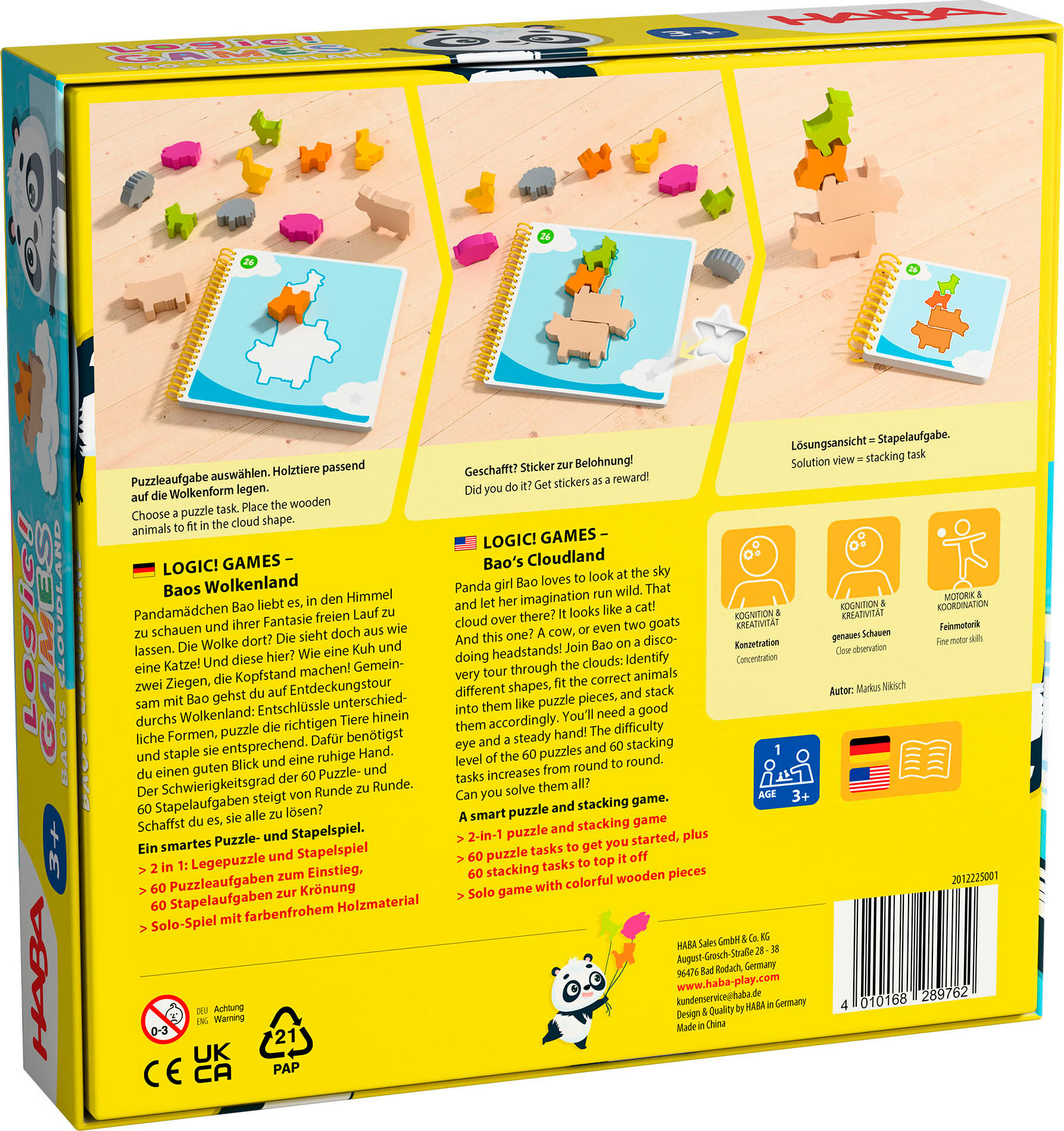 Spiel HABA "Baos Wolkenland, Logic GAMES", bunt, Spiele, Kinder, Holz, Papier, Pappe, Spiel